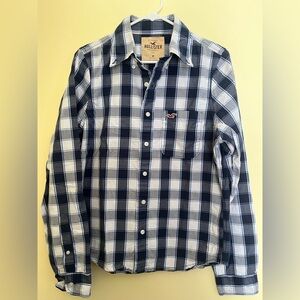 Hollister Blue and White Casual Button Down Shirt